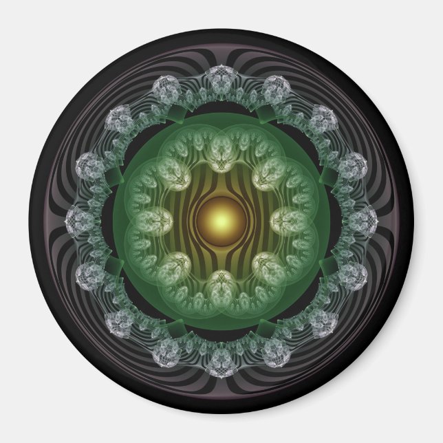 Íman Ímã de padrão ornamentado fractal elegante (Frente)