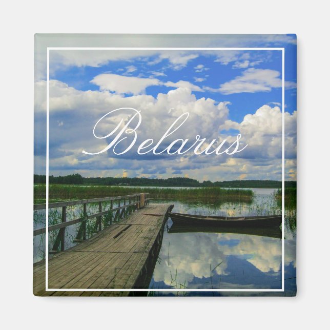 Íman Ímã de Paisagem Natureza Lago Céu Belarus (Frente)