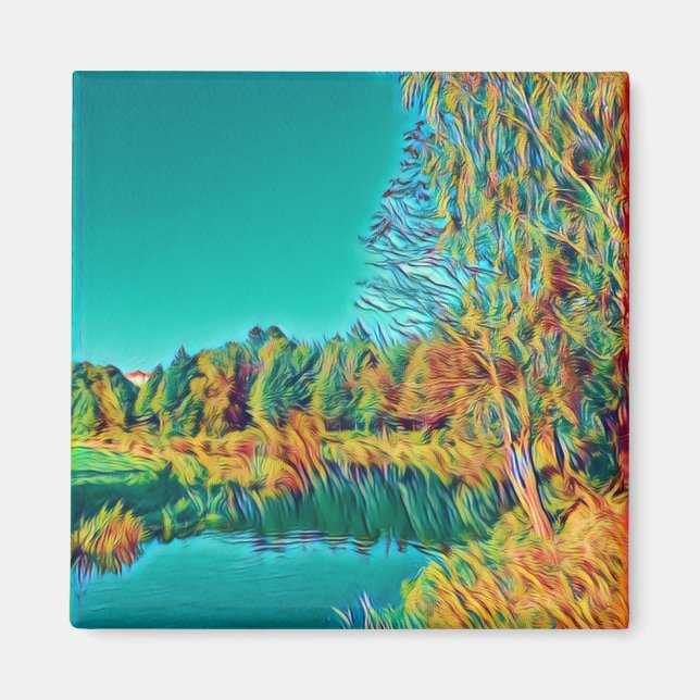 Íman Ímã de Paisagem Rural de Verão (Frente)