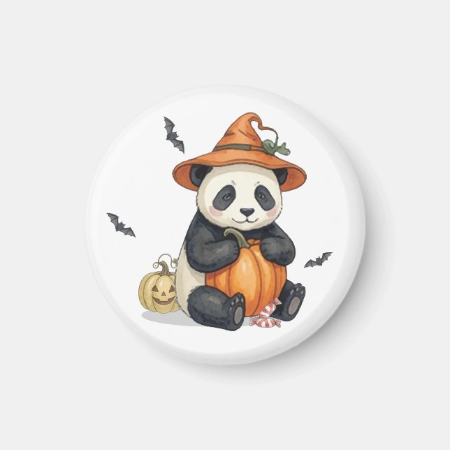 Íman Ímã de Panda de Halloween Fofo de Abóbora (Frente)