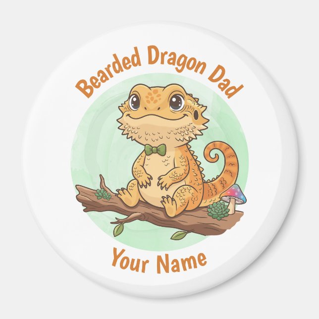 Íman Ímã de Papai de Dragão Barbudo Personalizado (Frente)