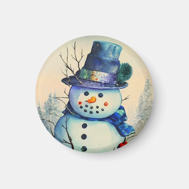 Íman Ímã de Papai Noel de Aquarela (Frente)