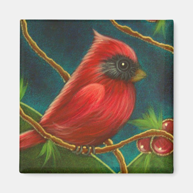 ÍMAN ÍMÃ DE PÁSSARO CARDINAL VERMELHO (Frente)