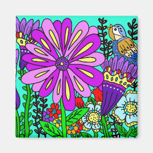 Íman Ímã de Pássaro e Flores em Estilo de Arte Folclóri