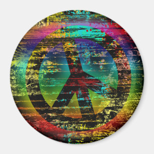 Íman Ímã de Paz Grunge Arco-íris, Colorido