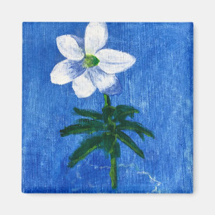 Íman ímã de pintura de flor branca por jamie