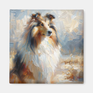 Íman Ímã de Pintura do Collie - Olhar Leal
