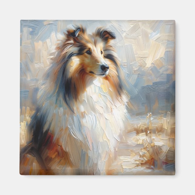 Íman Ímã de Pintura do Collie - Olhar Leal (Frente)