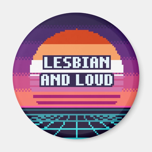 Íman Ímã de Pixel Orgulho Alto e Lésbico (Frente)
