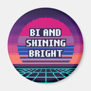 Íman Ímã de Pixel Orgulho Bi e Brilhante