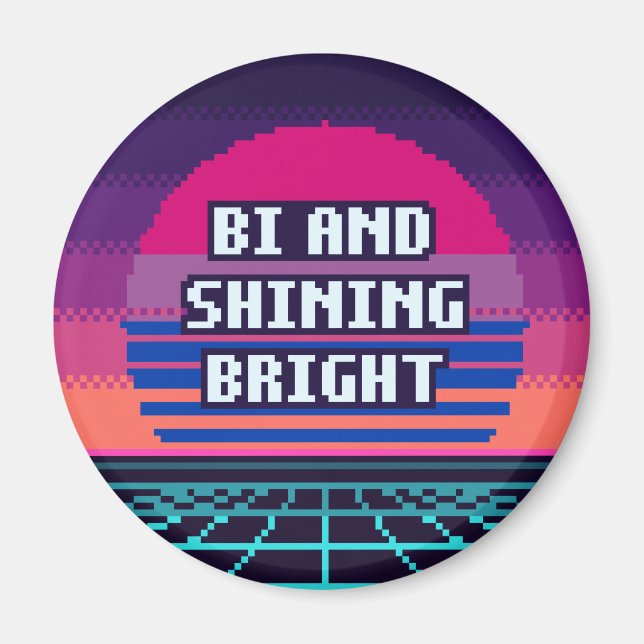 Íman Ímã de Pixel Orgulho Bi e Brilhante (Frente)