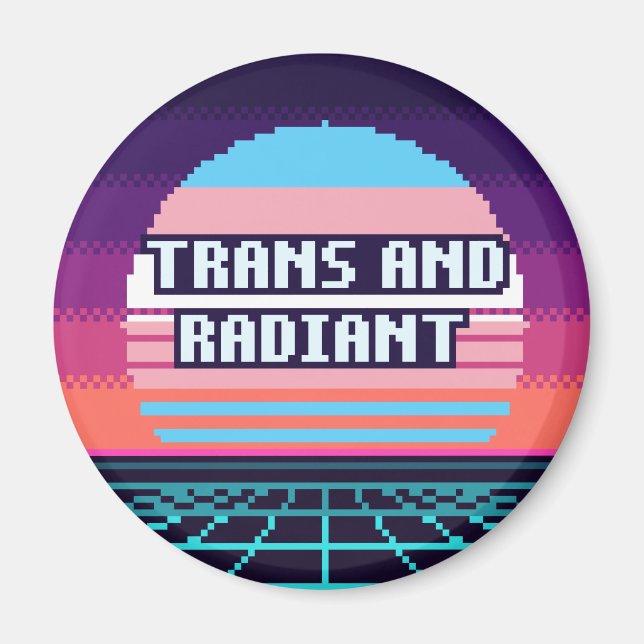 Íman Ímã de Pixel Orgulho Trans e Radiante (Frente)