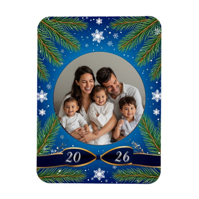 Íman Ímã de presente com moldura de Natal personalizada (Vertical)