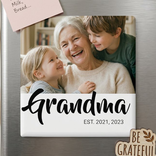 Íman Ímã de Presente de Foto da Vovó Fundada (Grandma Established Photo Gift Magnet)