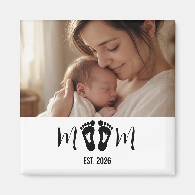 Íman Ímã de Presente de Foto de Pegadas do Bebê Estabel (Frente)