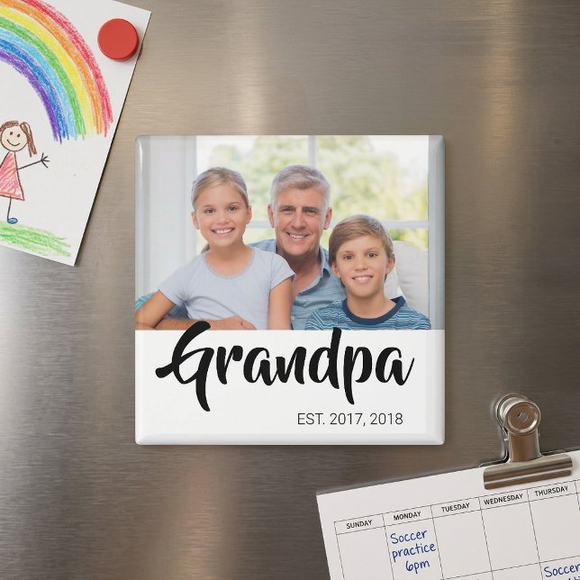 Íman Ímã de Presente de Foto do Vovô Fundado (Grandpa Established Photo Gift Magnet)