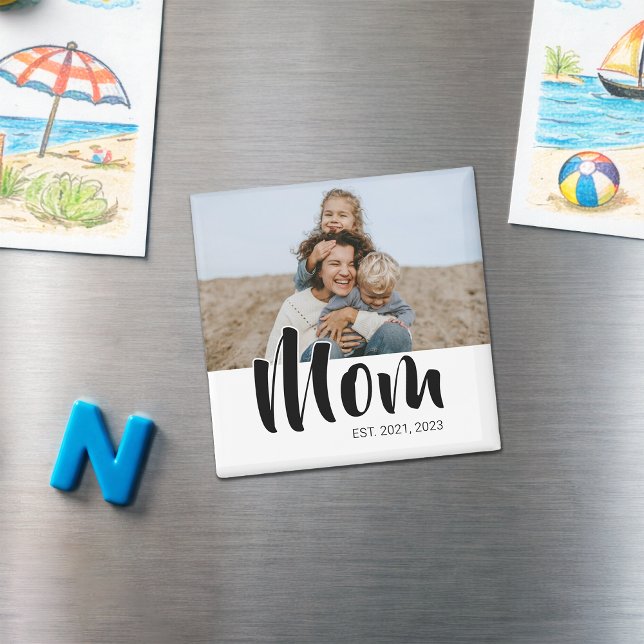 Íman Ímã de Presente de Foto Estabelecida pela Mamãe (Mom Established Photo Gift Magnet)