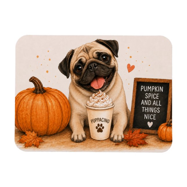 Íman Ímã de Pug com Tempero de Abóbora (Horizontal)
