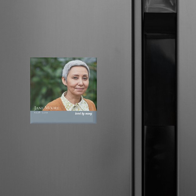 Íman Ímã de Recordação de Foto Elegante Moderno (Modern Elegant Remembrance Photo Keepsake Magnet)