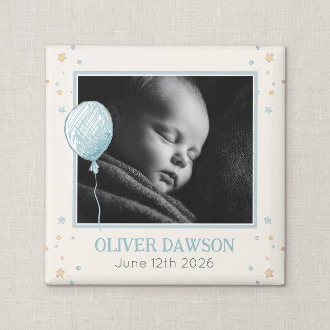 Íman Ímã de Recordação do Anúncio de Bebê Sonho com Bal (Balloon Daydream - 2" Square New Baby Magnet Keepsake)