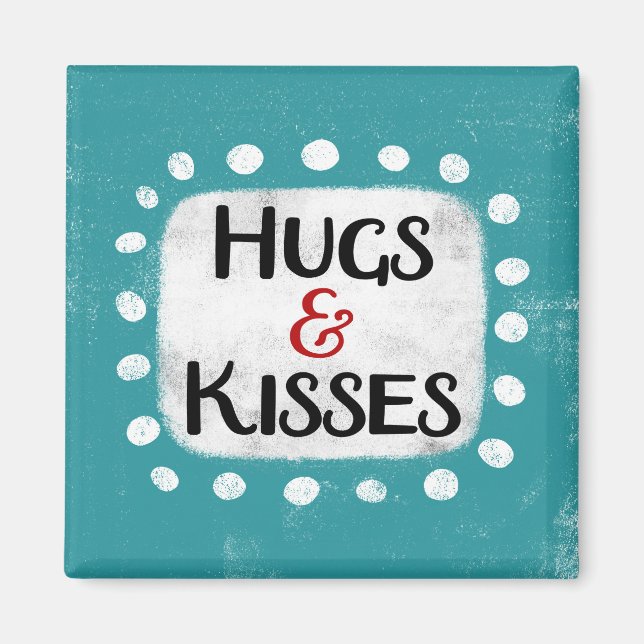 Íman Ímã de Refrigerador de Hugs e Kisses (Frente)