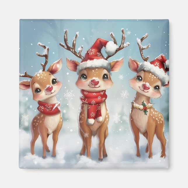 Íman Ímã de Rena de Natal Fofo (Frente)