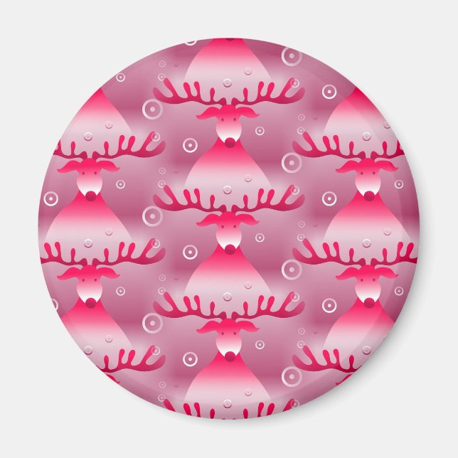 Íman ímã de renas rosa (Frente)