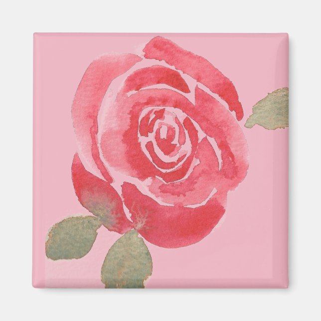 Íman Ímã de Rosa em Aquarela (Frente)