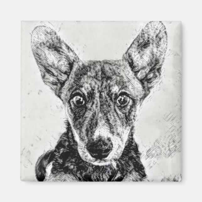 Íman Ímã de Rosto de Cachorro Fofo (Frente)