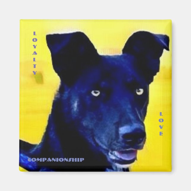 Íman Ímã de Rosto de Cachorro Leal (Frente)