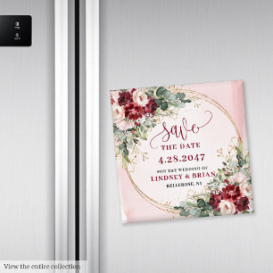 Íman Ímã de Salvar a Data Chic Boho Vermelho Escuro Dou