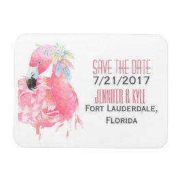 Íman Ímã de Salvar a Data do Casamento Flamingo Tropica