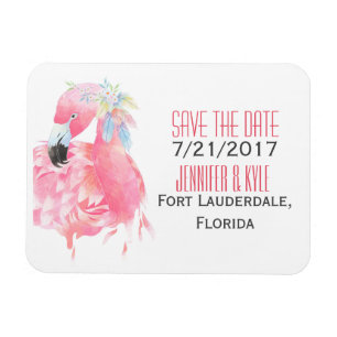 Íman Ímã de Salvar a Data do Casamento Flamingo Tropica