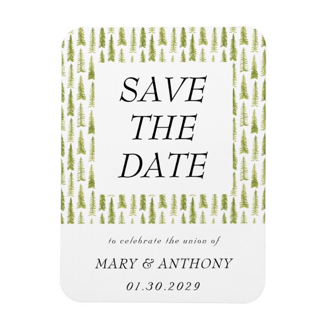 Íman Ímã de Save the Date Aquarela Floresta (Vertical)
