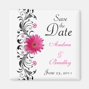 Íman Ímã de "Save the Date" de Casamento com Gerbera Ro