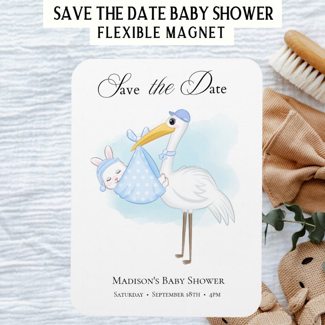 Íman Ímã de Save the Date de Chuveiro Azul de Cegonha p (Criador carregado)