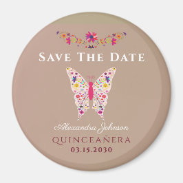 Íman Ímã de Save The Date de Quinceañera Rosa