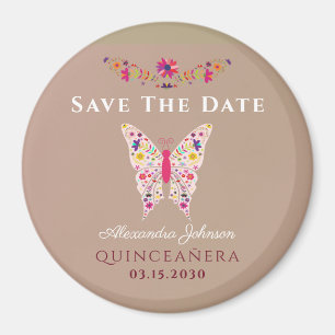 Íman Ímã de Save The Date de Quinceañera Rosa