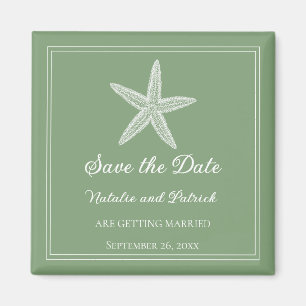 Íman Ímã de Save the Date Estrela-do-Mar Verde Musgo