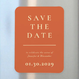 Íman Ímã de Save the Date Moderno Laranja