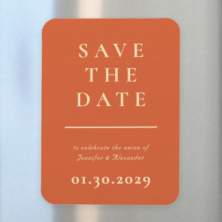 Íman Ímã de Save the Date Moderno Laranja