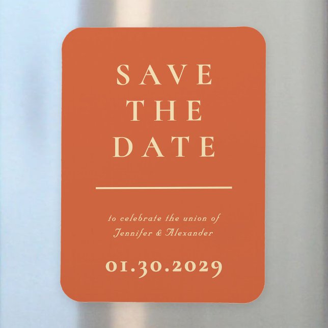 Íman Ímã de Save the Date Moderno Laranja (Criador carregado)