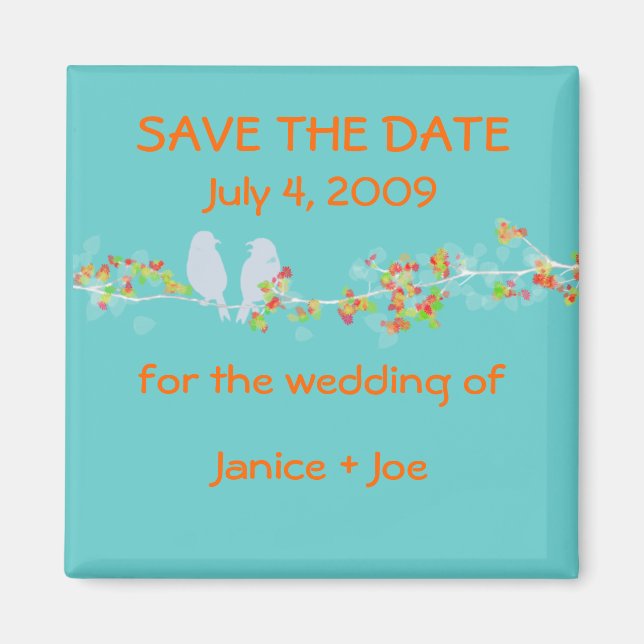 Íman Ímã de Save the Date pombinhos de amor (Frente)