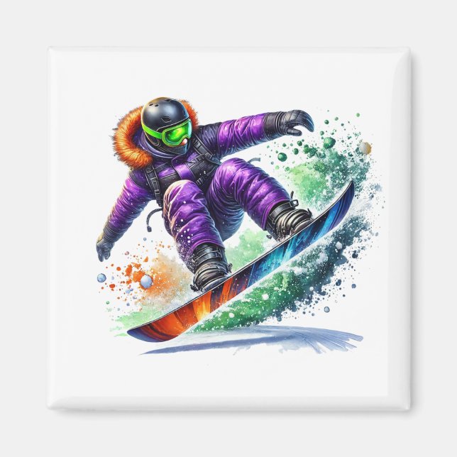 Íman Ímã de Snowboarder (Frente)