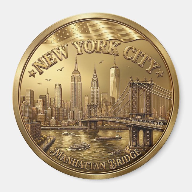 Íman Ímã de Souvenir da Ponte de Manhattan da Cidade de (Frente)