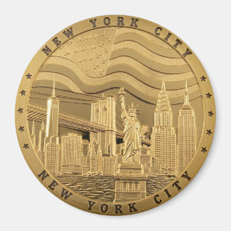 Íman Ímã de Souvenir da Silhueta de Nova York Dourada