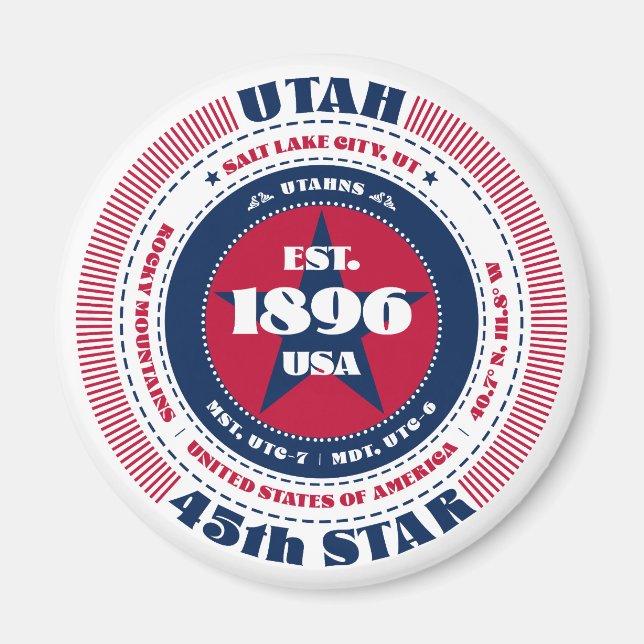 Íman Ímã de Souvenir Fatos do Estado de Utah (Frente)
