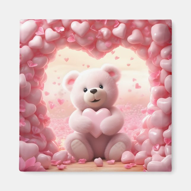 Íman Ímã de Urso Teddy do Dia dos Namorados Fofo  (Frente)