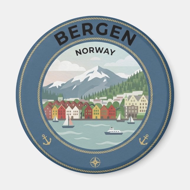 Íman Ímã de Viagem de Bergen Noruega (Frente)