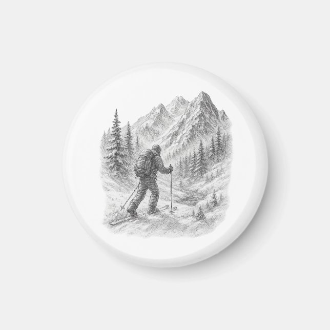 Íman Ímã de Viagem de Esqui Backcountry (Frente)